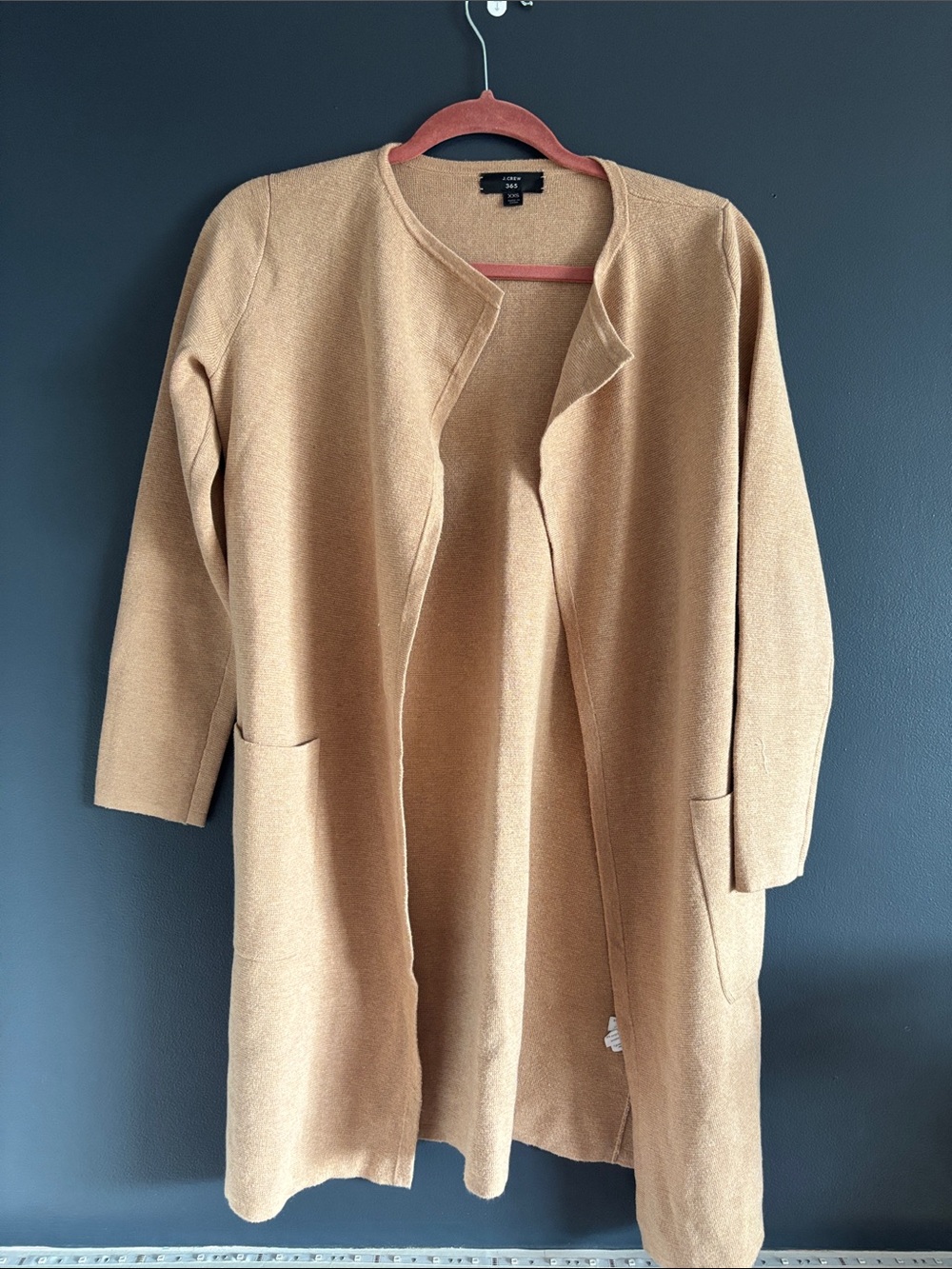 J. Crew Camel Open-Front Long Cardigan Sweater